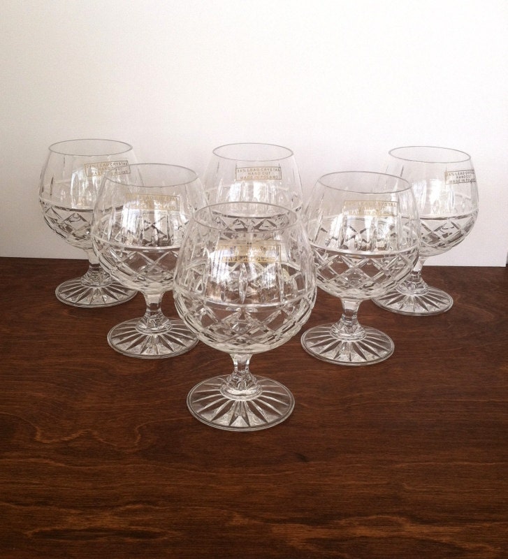 Vintage Lead Crystal Wine Glasses Set of 6 by urbancondition