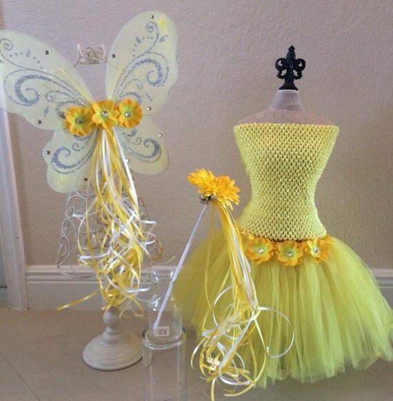 Items similar to Yellow Fairy Costume, Yellow Tutu, Yellow Fairy Wings