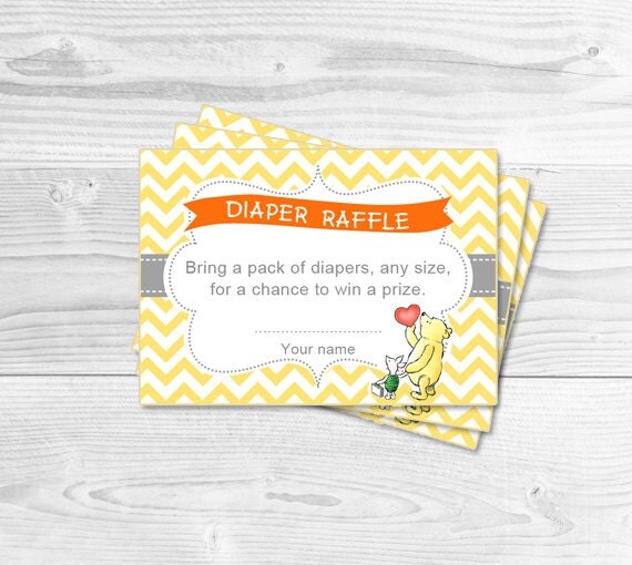 Diaper Raffle Tickets Winnie the Pooh Baby by DianaMariaStudio Diaper Raffle Tickets Winnie the Pooh Baby by DianaMariaStudio