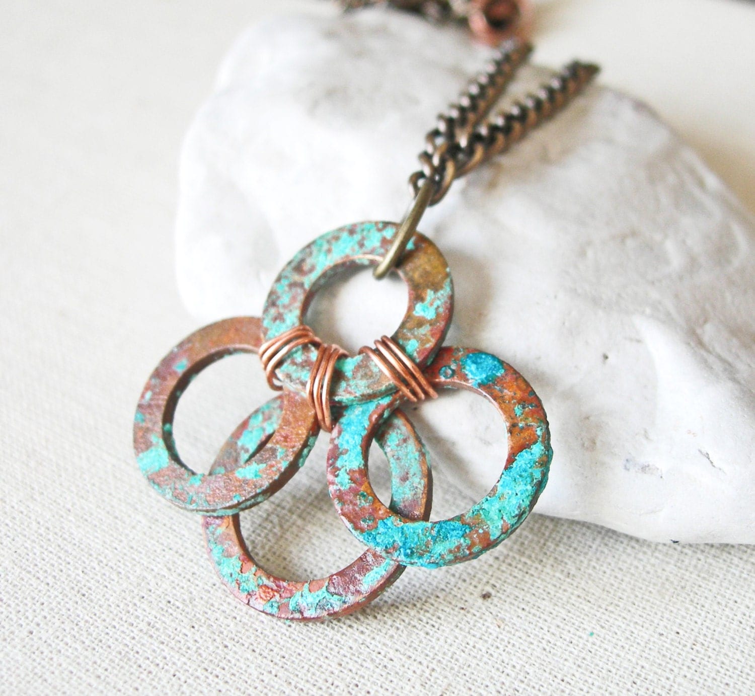 Copper Patina Pendant Necklace Copper Washer by LittleMissHaywire