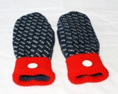 Wool Mittens - Upcycled Wool Mittens - Blue - Womens - Size Medium