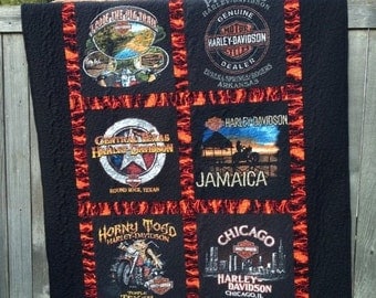 Harley Davidson T-Shirt Quilt Custom Quilt - Deposit Only