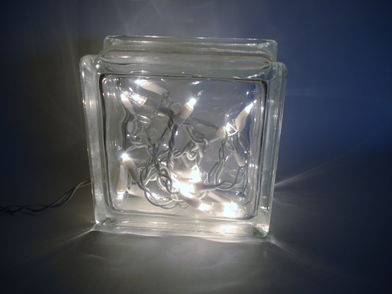 Clear Glass Block Light with Clear Christmas by joplinsglass