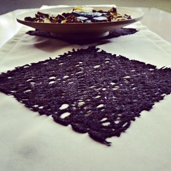 Items similar to Cream Table Runner with Brown Lace Embellishment on Etsy
