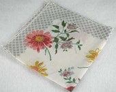 Vintage Hankie Handkerchief - White, Gray, Pink and Yellow for Framing, Sewing, Crafts, Collage M23 Vintage Hankie Handkerchief - White, Gray, Pink and Yellow for Framing, Sewing, Crafts, Collage M23