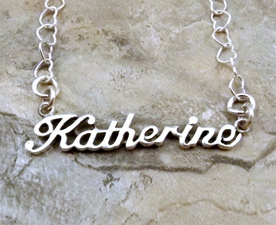 Sterling Silver Name Necklace Katherine On Sterling Silver