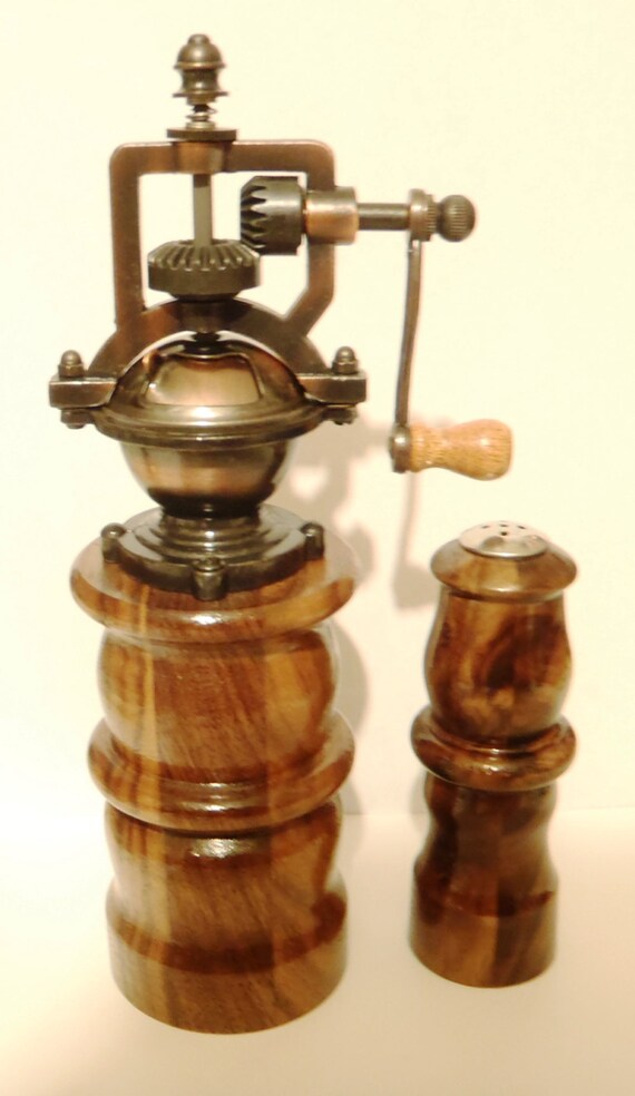 Antique Pepper grinder with matching Salt by HandmadebyFrank