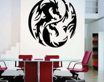 Dragon Circle Wall Decal, asian decal, marital art wall decals, martial art dragon