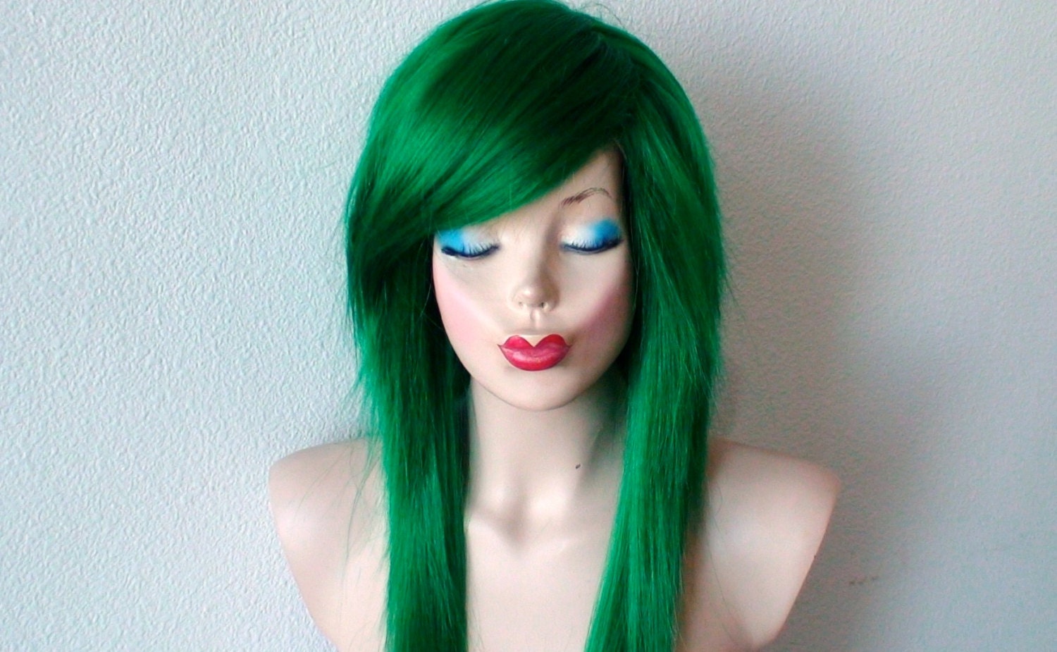 Scene wig. Green wig. Emo wig. Irish green hair wig. Durable