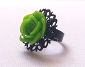 Green Rose Ring Gothic Style Valentines Day Gift