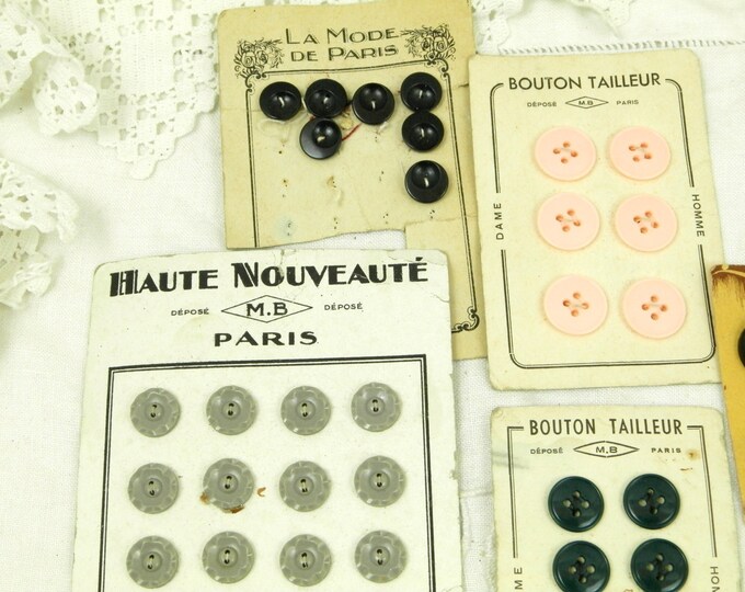 Selection of Vintage Pink , Grey and Black Unused Buttons / French Vintage Sewing / Haberdashery / Craft Supplies / 1950 / 1960 / Workshop