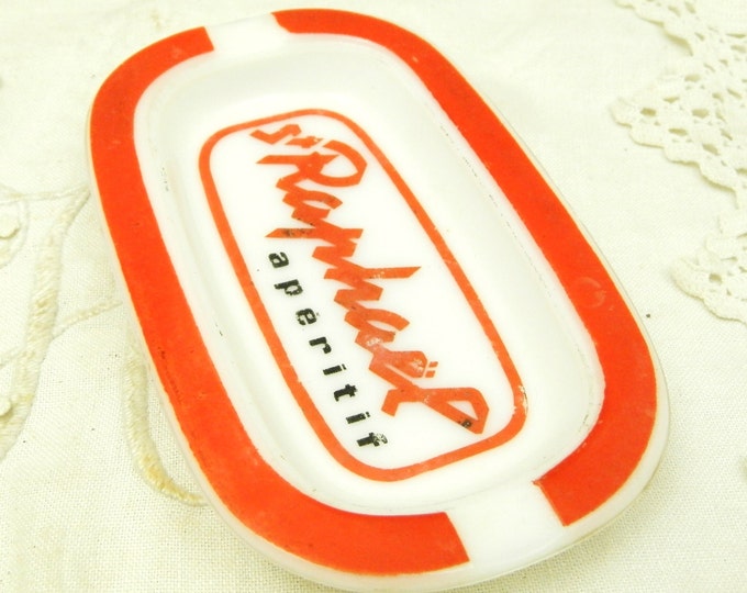 Vintage French Mid Century Milk Glass St Raphael Promotional Aperitif Ashtray, Bistro Café Bar Ware Decor, Smoking Collectibles Tobacciana Vintage French Mid Century Milk Glass St Raphael Promotional Aperitif Ashtray, Bistro Café Bar Ware Decor, Smoking Collectibles Tobacciana