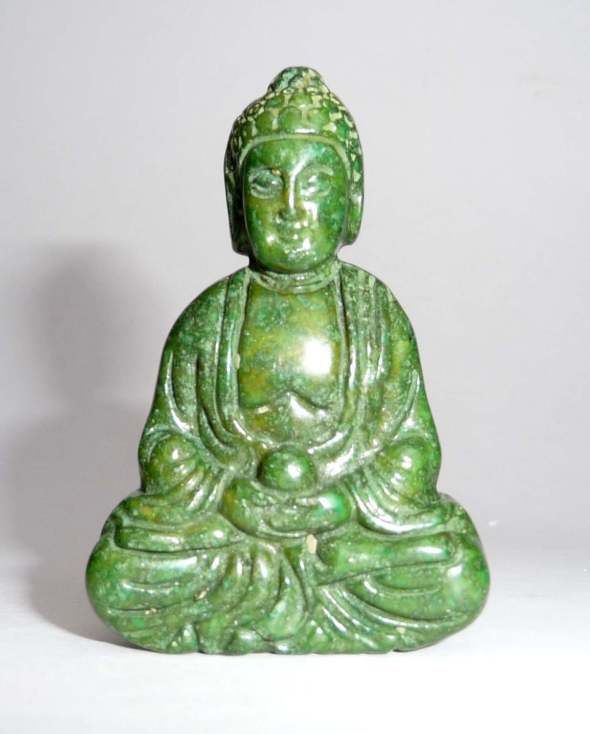 Vintage 100 Green Jade Chinese Hand Carved Buddha Statue