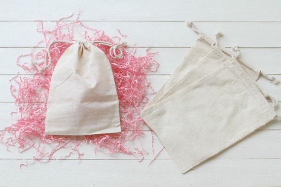 30 --Large Natural Muslin Drawstring Bags for Wedding Favors, Birthday ...