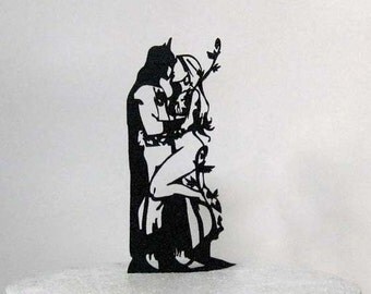 Wedding Cake Topper - Batman and Poison Ivy silhouette cake topper