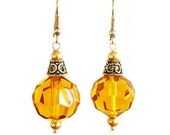 Orange Swarovski Crystal  Drop Earrings - Beaded Jewellery