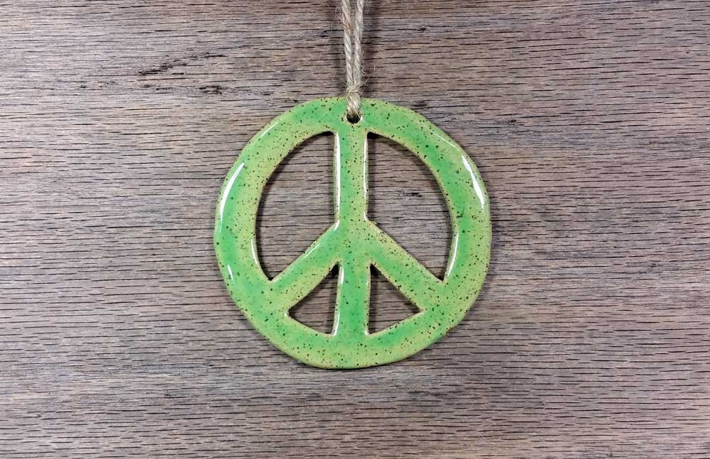 Ceramic Peace Sign Ornament by AlbatrossPottery on Etsy