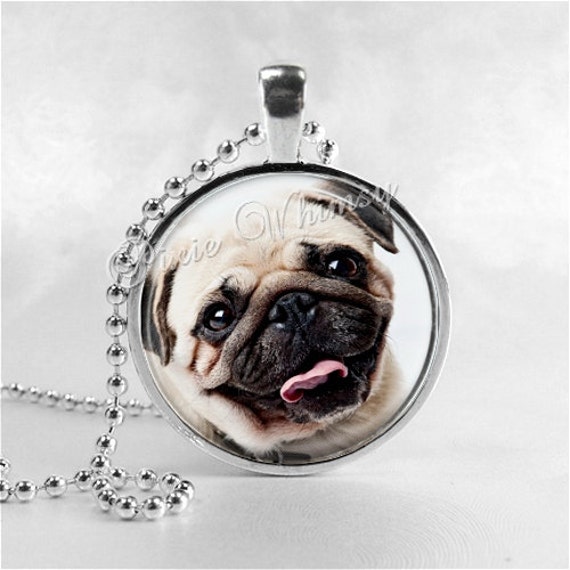 PUG DOG Necklace Pug Jewelry Pug Pendant Pug Charm Glass
