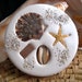 Nautical seashell coasters. Set of 4 absorbent coasters for your beach decor. Made in USA