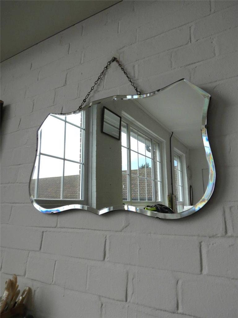 Vintage Large Bevelled Edge Wall Mirror Art Deco Beveled Edge