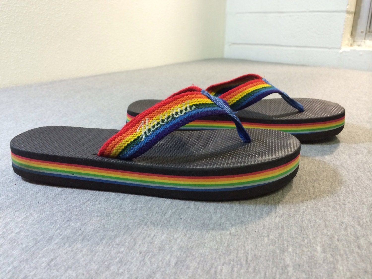 flip flops with rainbow straps