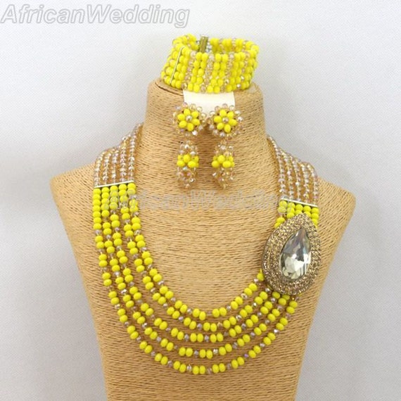 Latest Design Yellow Costume Jewelry SetsWedding by AfricanWedding
