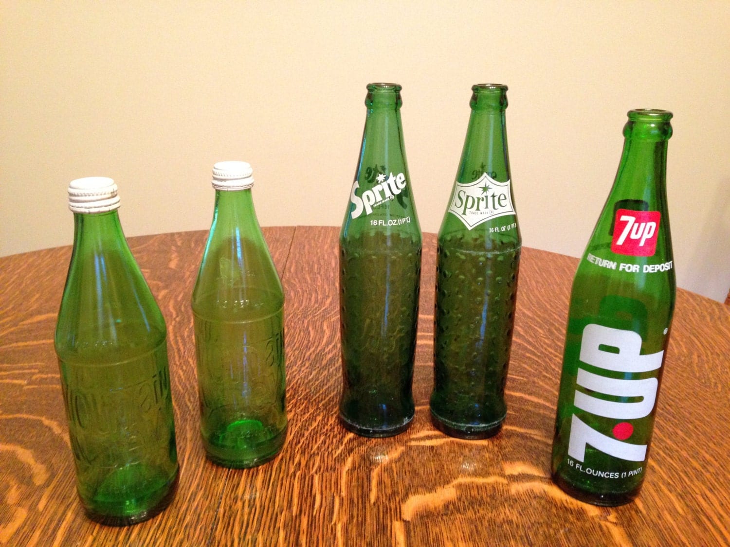 Lot of 5 Dark Green Glass Soda Pop Bottles by aMENDmentVintage