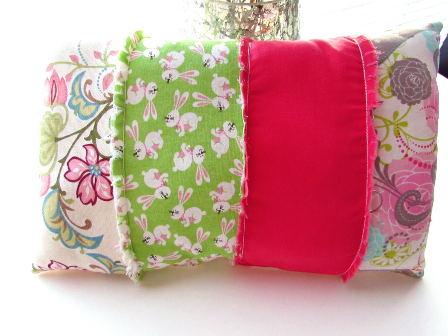 Patchwork pillow Spring pillow Scrap fabric pillow Rag