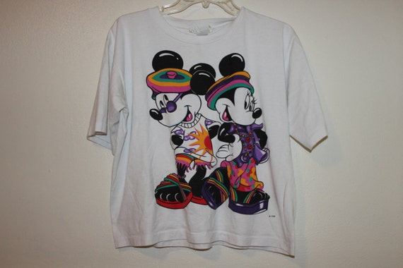 90s hippe rasta mickey and minnie mouse shirt