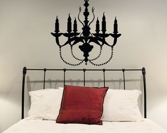 Vinyl Wall Decal Chandelier / Lamp with Candles Art Decor Sticker / Luster Home DIY / Lustre Removable Mural + Free Random Decal Gift