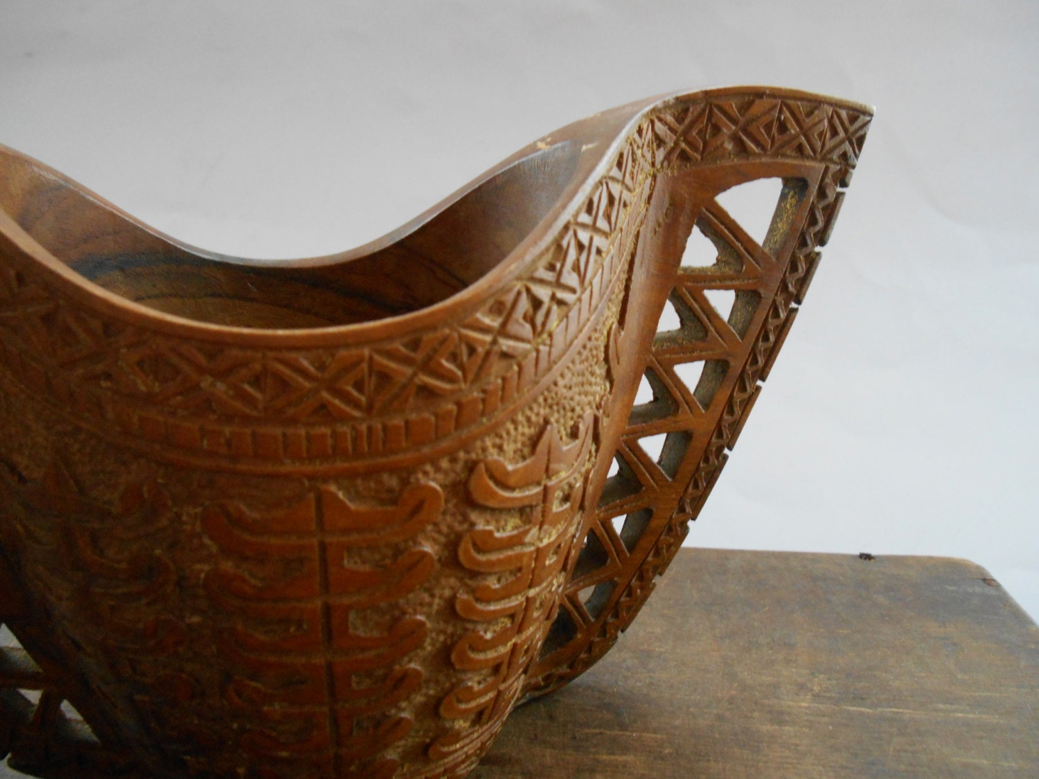 Vintage Hand Carved Wooden Cup Yugoslavian Wedding cup