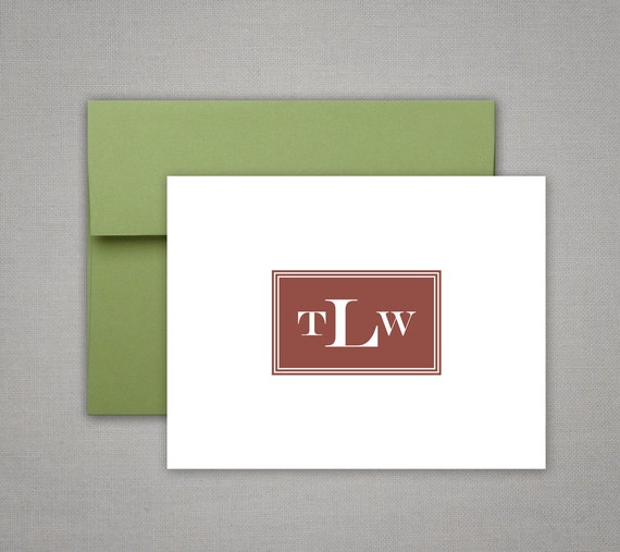 Masculine Stationary Monogram Note Cards Stationery Set