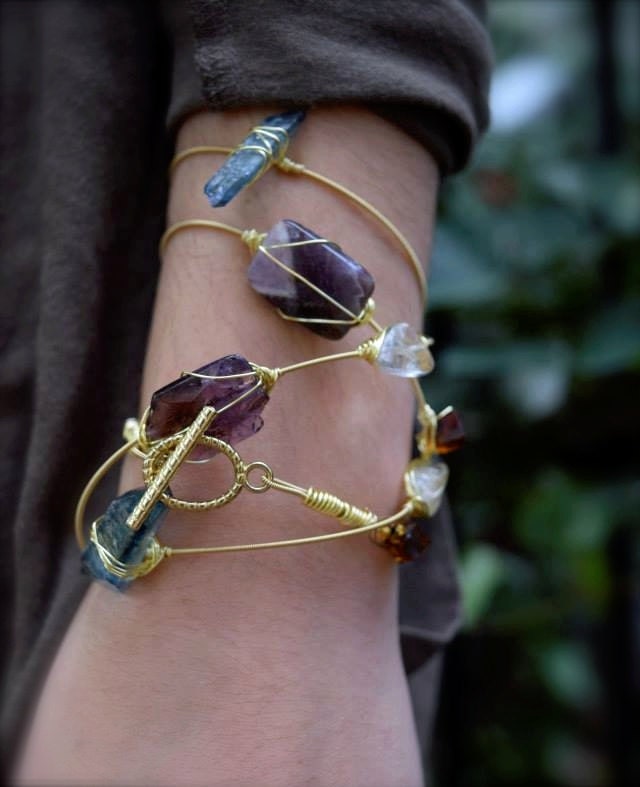 Guitar String Bracelet Wrap Bracelet Amethyst Stones