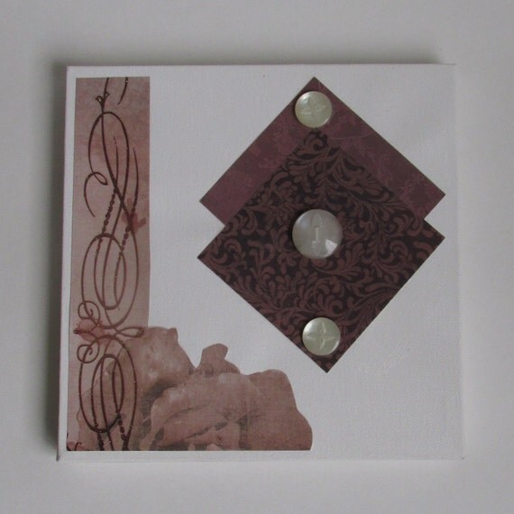 Items similar to Mauve Button Art Canvas Mosaic Wall ...