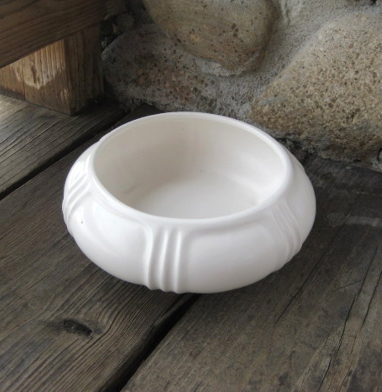Vintage Inarco Pottery Bowl or Dish White Matte Cottage and