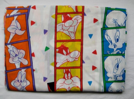 Vintage Bugs Bunny Looney Tunes Flat Bed Sheet by missussewnsew