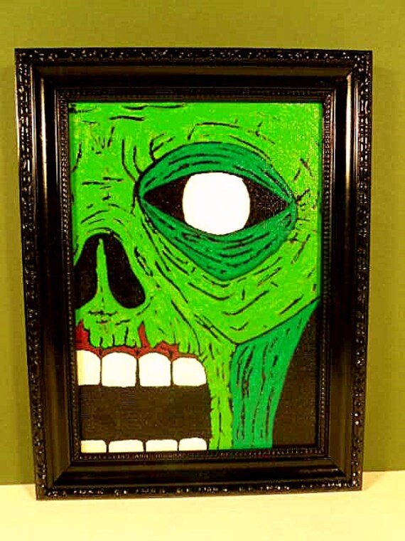 Original Acrylic Zombie Painting on 5x7 Canvas by DeceasedArt