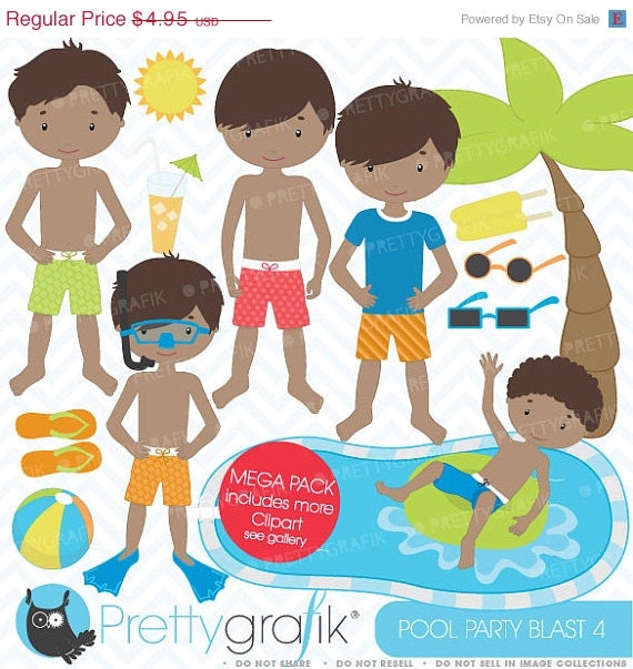 80% OFF SALE pool party clipart commercial use, vector graphics, digital clip art, digital images - CL455 Il_570xn