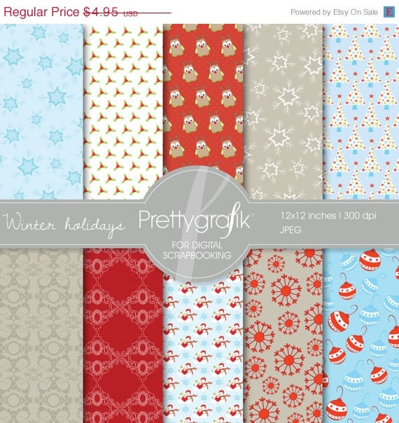 80% OFF SALE Christmas digital paper, commercial use, scrapbook papers, background - PS559 Il_570xn