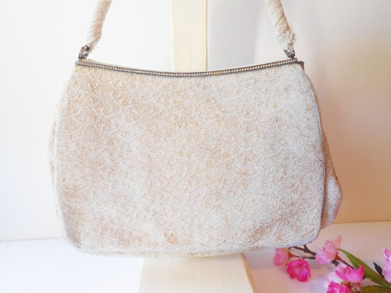 Pearl Evening Bag Vintage Beaded Handbag Wedding