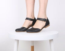 ... OFF NEW Black Mary Janes flats classic leather shoes women handmade