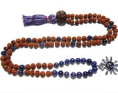 Amethyst Stone Crown Chakra Rudraksha Prayer Mala-Spiritual Mala