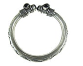 Black Onyx Silver Cuff Bracelet Indi Hippy Boho gift Idea - Artisan Handcrafted Jewelry