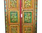 indian jaipur Armoire-Hand-Painted Floral Cabinet  (Jodhpur Vintage Furniture)