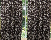 Brown Drapes curtains Window drapery Panels Designer Printed Tab Top ~ Pair, 84 inch