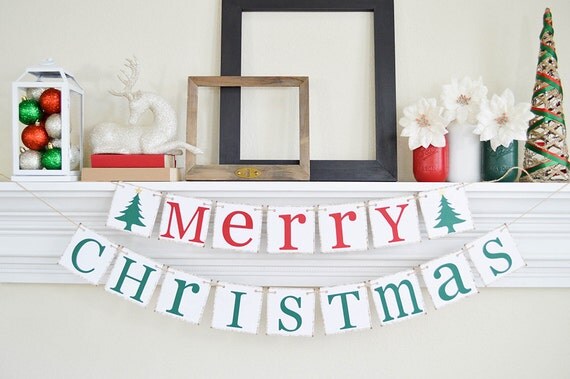 Merry Christmas Banner Christmas Garland Christmas Photo