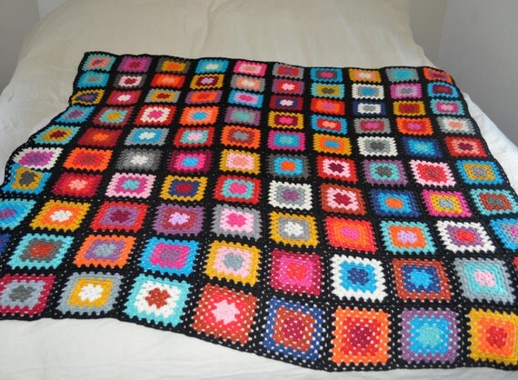 Bunte oma quadrat häkeln decke handgemacht von shirtstshare auf etsy