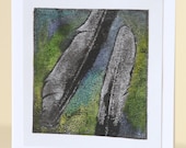Feathers Art Card, Hope, One of a Kind Greeting Card, Hand Printed and Coloured Monotype