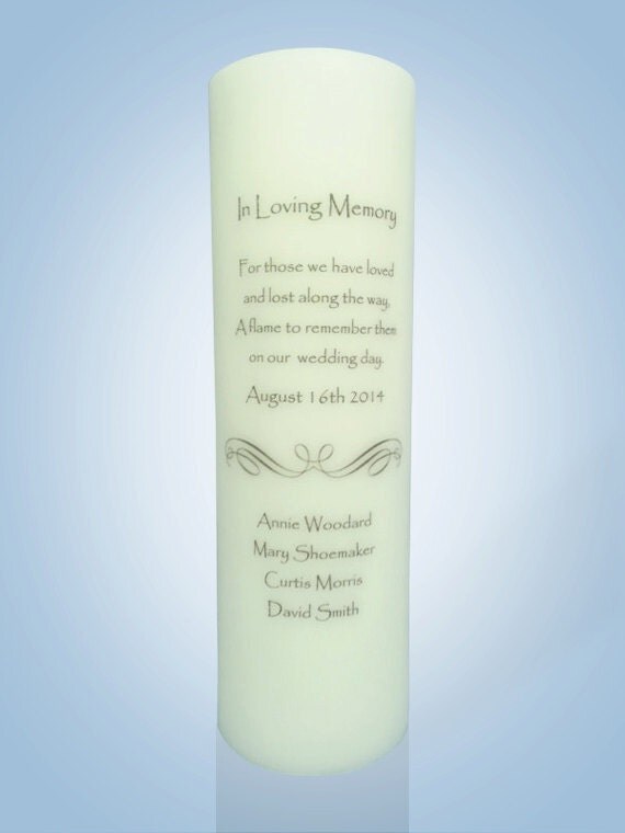 Personalized Wedding Memorial Candle by IThinkICanDesigns on Etsy