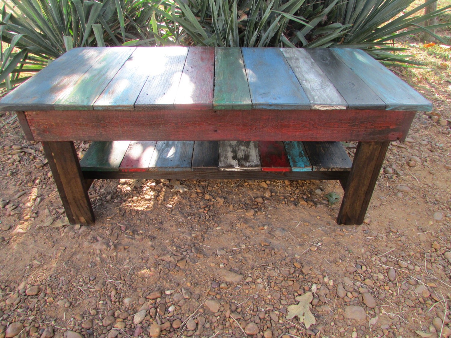 Rustic Multi Colored Distressed Coffee Table Same by SereneVillage